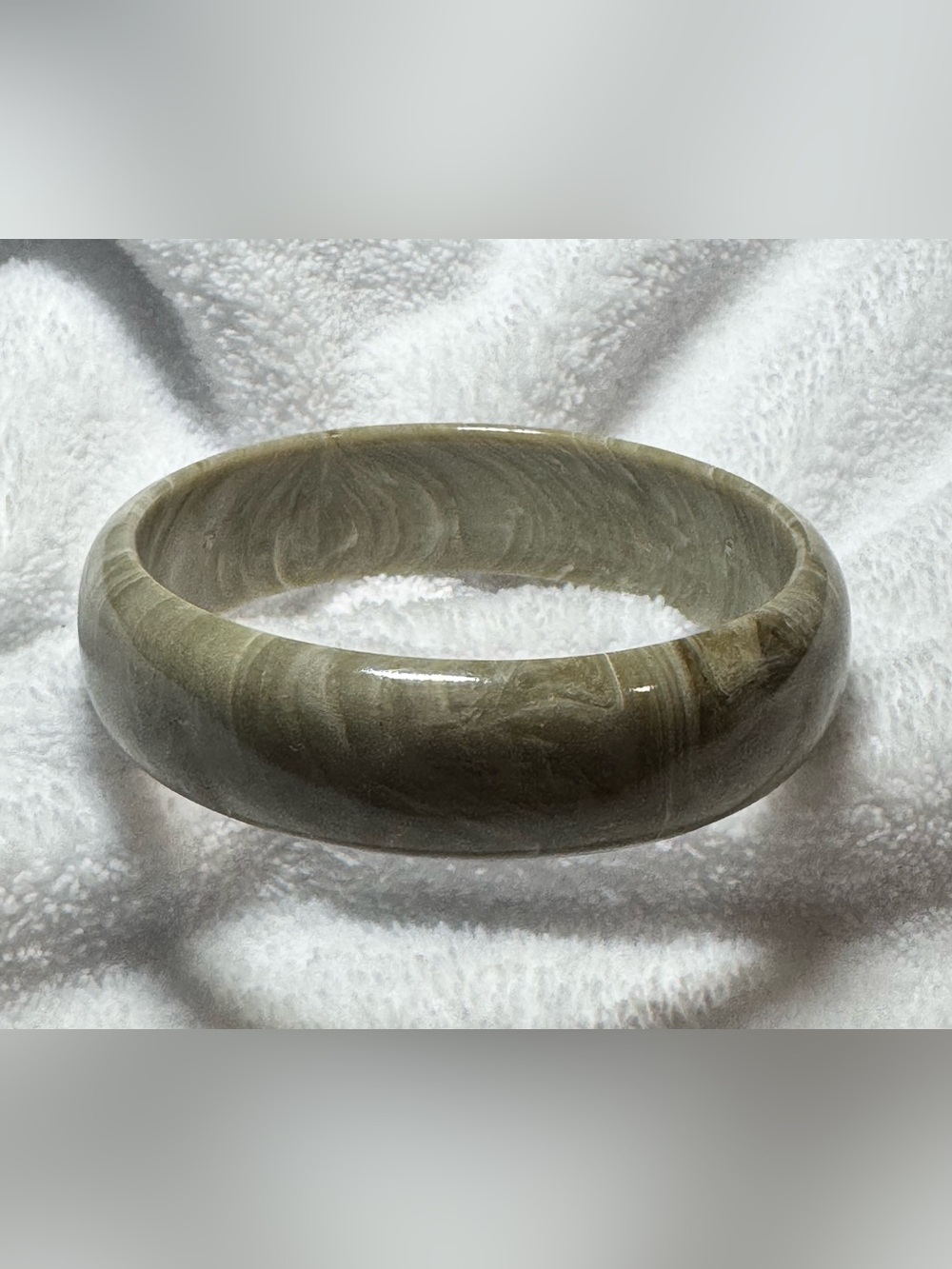 Olive Green Swirl Acrylic Bangle Bracelet